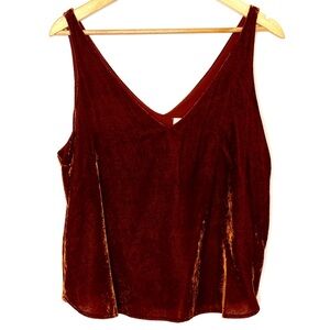 LOFT Deep Orange Crushed Velvet Viscose Blend Camisole Top| Sz Lrg Petite 🍊